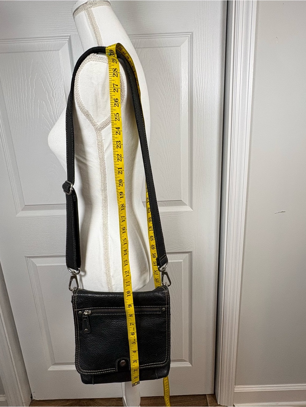 Fossil Long Live Vintage Black Leather Crossbody Bag Boho - Picture 9 of 14